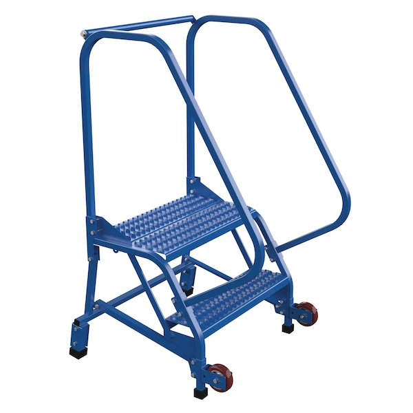 50 H Steel Tip N Roll Ladder, Grip, 2 Step, 58 deg., 2 Steps